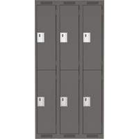 Clean Line Lockers, 2 -tier, Bank of 3, 36" x 18" x 72", Steel, Charcoal, Rivet (Assembled) Pronet Distribution