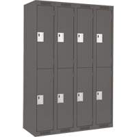 Casiers Clean Line, 2 niveaux, Bloc de 4, 48" x 18" x 72", Acier, Charbon, Rivet (assembl&eacute;) Pronet Distribution