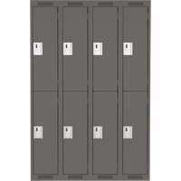Casiers Clean Line, 2 niveaux, Bloc de 4, 48" x 18" x 72", Acier, Charbon, Rivet (assembl&eacute;) Pronet Distribution