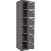 Clean Line Lockerette, 6 -tier, Bank of 4, 48" x 18" x 72", Steel, Charcoal, Rivet (Assembled) Pronet Distribution