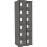 Clean Line Lockerette, 6 -tier, Bank of 2, 24" x 18" x 72", Steel, Charcoal, Rivet (Assembled) Pronet Distribution