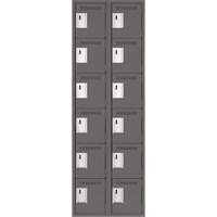 Clean Line Lockerette, 6 -tier, Bank of 2, 24" x 18" x 72", Steel, Charcoal, Rivet (Assembled) Pronet Distribution