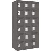 Clean Line Lockerette, 6 -tier, Bank of 3, 36" x 18" x 72", Steel, Charcoal, Rivet (Assembled) Pronet Distribution