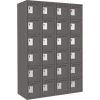 Clean Line Lockerette, 6 -tier, Bank of 4, 48" x 18" x 72", Steel, Charcoal, Rivet (Assembled) Pronet Distribution