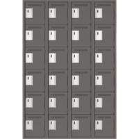 Clean Line Lockerette, 6 -tier, Bank of 4, 48" x 18" x 72", Steel, Charcoal, Rivet (Assembled) Pronet Distribution