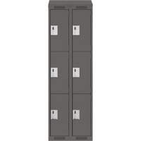 Clean Line Lockers, 3 -tier, Bank of 2, 24" x 18" x 78", Steel, Charcoal, Rivet (Assembled) Pronet Distribution