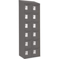 Clean Line Lockerette, 6 -tier, Bank of 2, 24" x 18" x 78", Steel, Charcoal, Rivet (Assembled) Pronet Distribution
