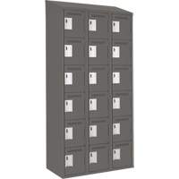 Clean Line Lockerette, 6 -tier, Bank of 3, 36" x 18" x 78", Steel, Charcoal, Rivet (Assembled) Pronet Distribution