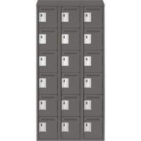 Clean Line Lockerette, 6 -tier, Bank of 3, 36" x 18" x 78", Steel, Charcoal, Rivet (Assembled) Pronet Distribution