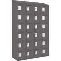 Clean Line Lockerette, 6 -tier, Bank of 4, 48" x 18" x 78", Steel, Charcoal, Rivet (Assembled) Pronet Distribution