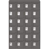 Clean Line Lockerette, 6 -tier, Bank of 4, 48" x 18" x 78", Steel, Charcoal, Rivet (Assembled) Pronet Distribution