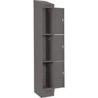 Clean Line Lockers, 3 -tier, Bank of 4, 48" x 18" x 82", Steel, Charcoal, Rivet (Assembled) Pronet Distribution