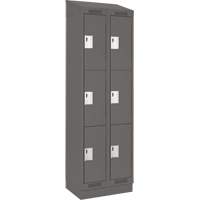 Clean Line Lockers, 3 -tier, Bank of 2, 24" x 18" x 82", Steel, Charcoal, Rivet (Assembled) Pronet Distribution