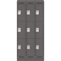 Clean Line Lockers, 3 -tier, Bank of 3, 36" x 18" x 82", Steel, Charcoal, Rivet (Assembled) Pronet Distribution