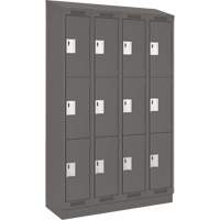 Clean Line Lockers, 3 -tier, Bank of 4, 48" x 18" x 82", Steel, Charcoal, Rivet (Assembled) Pronet Distribution