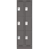 Clean Line Lockers, 3 -tier, Bank of 2, 24" x 18" x 76", Steel, Charcoal, Rivet (Assembled) Pronet Distribution