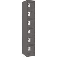 Clean Line Lockerette, 6 -tier, 12" x 18" x 76", Steel, Charcoal, Rivet (Assembled) Pronet Distribution