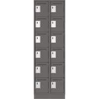 Clean Line Lockerette, 6 -tier, Bank of 2, 24" x 18" x 76", Steel, Charcoal, Rivet (Assembled) Pronet Distribution