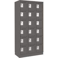 Clean Line Lockerette, 6 -tier, Bank of 3, 36" x 18" x 76", Steel, Charcoal, Rivet (Assembled) Pronet Distribution