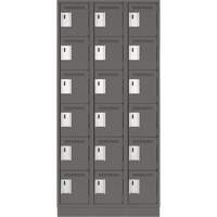 Clean Line Lockerette, 6 -tier, Bank of 3, 36" x 18" x 76", Steel, Charcoal, Rivet (Assembled) Pronet Distribution