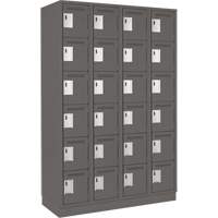 Clean Line Lockerette, 6 -tier, Bank of 4, 48" x 18" x 76", Steel, Charcoal, Rivet (Assembled) Pronet Distribution