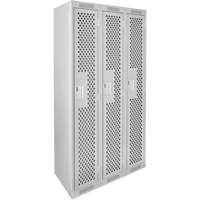 Clean Line Lockers, Bank of 3, 36" x 15" x 72", Steel, Grey, Rivet (Assembled), Perforated Pronet Distribution