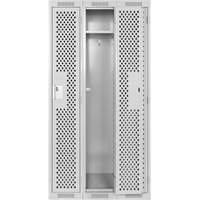 Clean Line Lockers, Bank of 3, 36" x 15" x 72", Steel, Grey, Rivet (Assembled), Perforated Pronet Distribution