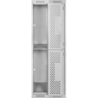 Clean Line Lockers, 2 -tier, Bank of 2, 24" x 15" x 72", Steel, Grey, Rivet (Assembled), Perforated Pronet Distribution