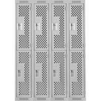 Clean Line Lockers, 2 -tier, Bank of 4, 48" x 15" x 72", Steel, Grey, Rivet (Assembled), Perforated Pronet Distribution