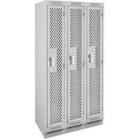 Casiers Clean Line, Bloc de 3, 36" x 12" x 76", Acier, Gris, Rivet (assembl&eacute;), Perfor&eacute; Pronet Distribution