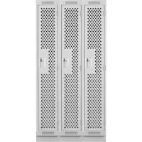 Casiers Clean Line, Bloc de 3, 36" x 12" x 76", Acier, Gris, Rivet (assembl&eacute;), Perfor&eacute; Pronet Distribution