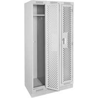 Casiers Clean Line, Bloc de 3, 36" x 12" x 76", Acier, Gris, Rivet (assembl&eacute;), Perfor&eacute; Pronet Distribution