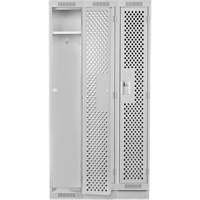 Casiers Clean Line, Bloc de 3, 36" x 12" x 76", Acier, Gris, Rivet (assembl&eacute;), Perfor&eacute; Pronet Distribution