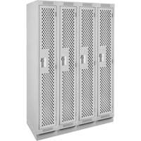 Clean Line Lockers, Bank of 4, 48" x 12" x 76", Steel, Grey, Rivet (Assembled), Perforated Pronet Distribution