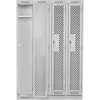 Clean Line Lockers, Bank of 4, 48" x 12" x 76", Steel, Grey, Rivet (Assembled), Perforated Pronet Distribution