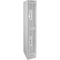 Casiers Clean Line, 2 niveaux, 12" x 18" x 76", Acier, Gris, Rivet (assembl&eacute;), Perfor&eacute; Pronet Distribution