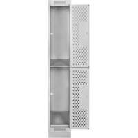 Casiers Clean Line, 2 niveaux, 12" x 18" x 76", Acier, Gris, Rivet (assembl&eacute;), Perfor&eacute; Pronet Distribution