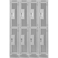Clean Line Lockers, 2 -tier, Bank of 4, 48" x 15" x 76", Steel, Grey, Rivet (Assembled), Perforated Pronet Distribution