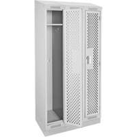 Clean Line Lockers, Bank of 3, 36" x 18" x 82", Steel, Grey, Rivet (Assembled), Perforated Pronet Distribution