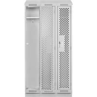 Clean Line Lockers, Bank of 3, 36" x 18" x 82", Steel, Grey, Rivet (Assembled), Perforated Pronet Distribution