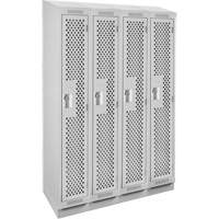 Clean Line Lockers, Bank of 4, 48" x 18" x 82", Steel, Grey, Rivet (Assembled), Perforated Pronet Distribution
