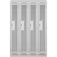 Clean Line Lockers, Bank of 4, 48" x 18" x 82", Steel, Grey, Rivet (Assembled), Perforated Pronet Distribution