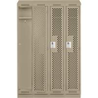 Clean Line Lockers, Bank of 4, 48" x 18" x 82", Steel, Grey, Rivet (Assembled), Perforated Pronet Distribution