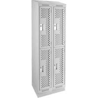 Casiers Clean Line, 2 niveaux, Bloc de 2, 24" x 18" x 82", Acier, Gris, Rivet (assembl&eacute;), Perfor&eacute; Pronet Distribution