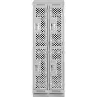Casiers Clean Line, 2 niveaux, Bloc de 2, 24" x 18" x 82", Acier, Gris, Rivet (assembl&eacute;), Perfor&eacute; Pronet Distribution