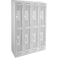 Casiers Clean Line, 2 niveaux, Bloc de 4, 48" x 18" x 82", Acier, Gris, Rivet (assembl&eacute;), Perfor&eacute; Pronet Distribution