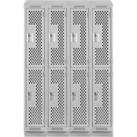Casiers Clean Line, 2 niveaux, Bloc de 4, 48" x 18" x 82", Acier, Gris, Rivet (assembl&eacute;), Perfor&eacute; Pronet Distribution