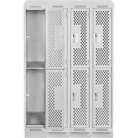 Casiers Clean Line, 2 niveaux, Bloc de 4, 48" x 18" x 82", Acier, Gris, Rivet (assembl&eacute;), Perfor&eacute; Pronet Distribution