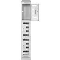 Clean Line Lockers, 3 -tier, 12" x 12" x 82", Steel, Grey, Rivet (Assembled), Perforated Pronet Distribution
