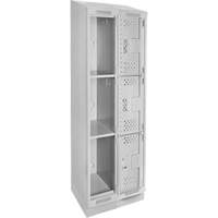 Clean Line Lockers, 3 -tier, Bank of 2, 24" x 12" x 82", Steel, Grey, Rivet (Assembled), Perforated Pronet Distribution